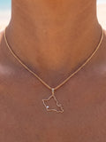 14ky "Oahu" Pendant with .03ct Diamond (for KO'OLINA) — close-up on model