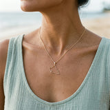 14ky "Oahu" Pendant with .03ct Diamond (for KO'OLINA) — worn on model (brunette, view 4)