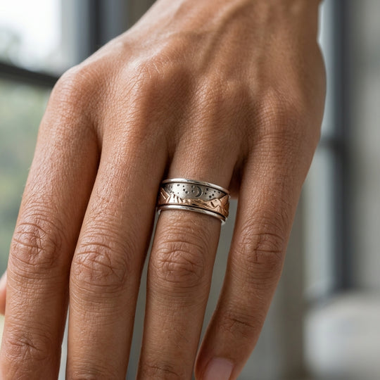 Mountain, Sun, & Moon Spinner Ring