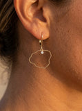 14ky "Kauai" Earrings with Dangle Leverbacks, w/2 diamonds .06ct (At Hanalei) — close-up on model