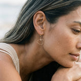 14ky "Kauai" Earrings with Dangle Leverbacks, w/2 diamonds .06ct (At Hanalei) — worn on model (brunette, view 3)