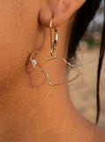 14ky "Maui" Earrings with Dangle Leverbacks, w/2 diamonds(At Lahaina) — close-up on model