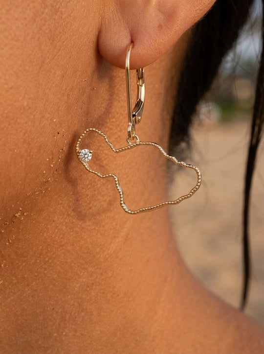 14ky "Maui" Earrings with Dangle Leverbacks, w/2 diamonds(At Lahaina)