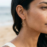 14ky "Oahu" Earrings with Dangle Leverbacks, w/2 diamonds .06ct (At Haleiwa) — worn on model (brunette, view 3)