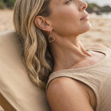 14ky "Big Islandi" Earrings with Dangle Leverbacks, w/2 diamonds (At Waikoloai) — worn on model (blonde, view 3)