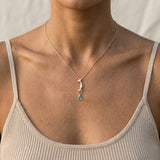 14ky "Diving" Mermaid Pendant with Apatite — worn on model (brunette, view 4)