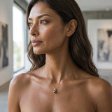 14ky Mermaid Pendant with Tahitian Pearl 11mm — worn on model (brunette, view 2)