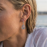 18k 2/tone Earrings with 12 Diamonds .06ct, 2 Pink Sapphires .20ct, 2 Blue Topaz 6.20ct — worn on model (blonde, view 4)