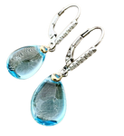 14k 2/Tone Leverback Earring with 12 Diamonds .06ct, 2 Blue Topaz 7.00-9.00ct