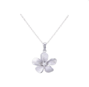 Pendentif Plumeria de 11 mm 14K avec diamant 0,02 carats