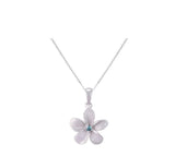 Pendant Plumeria 13 mm 14K avec 0,03 carats diamant bleu