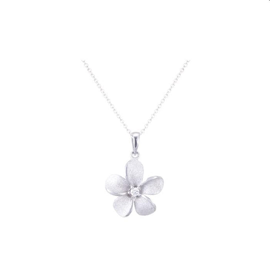 Colgante de plumeria de 13 mm de 14k con diamante de 0.03 quilates