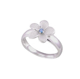 13mm 14k Plumeria Ring with blue diamond