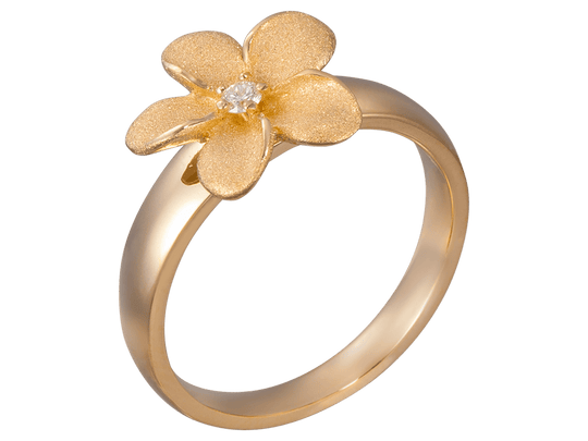 13mm 14k Flower Ring with 0.04 carat diamond