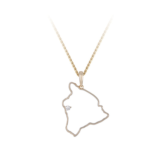 14ky " Big Island" Pendant with 0.03ct Diamond (for KONA)
