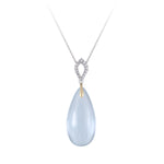 14k 2/Tone (W/G & Y/G) Blue Topaz Pendant with 14 Diamonds .07ct, Blue Topaz 11.00 - 12.00ct