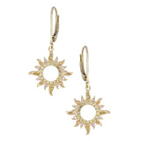 14ky "Sunburst" Leverback Earrings with 74 Colored Sapphires