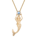 14ky Mermaid Pendant with Moonstone and Blue Topaz