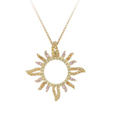 14KY "SUNBURST" PENDANT WITH 92 COLORED SAPPHIRES .58CT