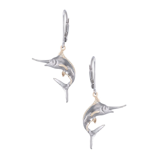 Pendientes de 14k 2/Tone Plumeria lei con 4 diamantes