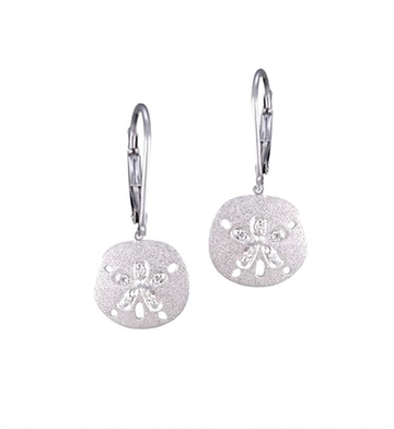 Boucle d'oreille de sable 14 carats de 10 mm avec 10 diamants