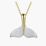 Precious Silver/14KY 20mm Whale Tail Pendant