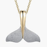 Precious Silver/14KY 25mm Whale Tail Pendant with Black Rhodium