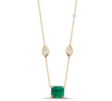 Diamond and Emerald Pendant Necklace