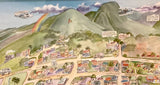 Old Lahaina Town Walking Map - West Maui mountains detail