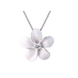 15MM PLUMERIA SLIDE PENDANT WITH WHITE SAPPHIRE
