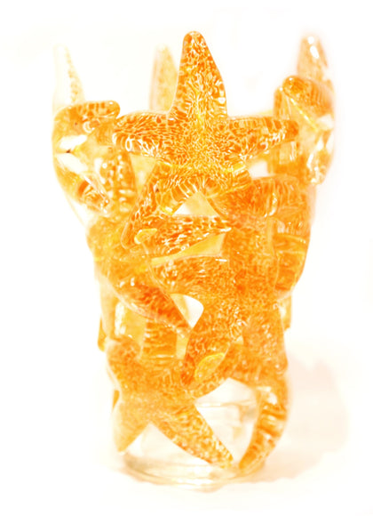 Jarrón de clúster de estrella de mar amarillo