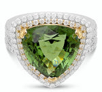 18K white and yellow gold ring with 0.99 CT diamonds and 8.00 CT tourmaline