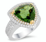 18K white and yellow gold ring with 0.99 CT diamonds and 8.00 CT tourmaline