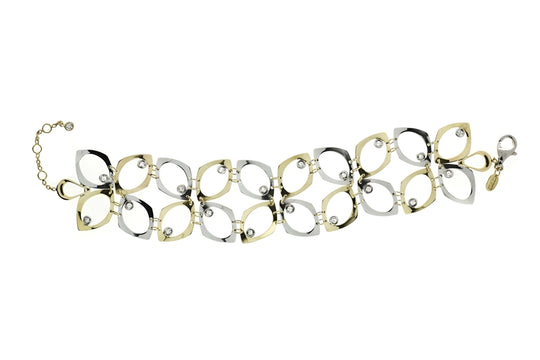 Gold blanco y amarillo de 18k .63 quilates (peso total) brazalete de doble hilera de diamantes