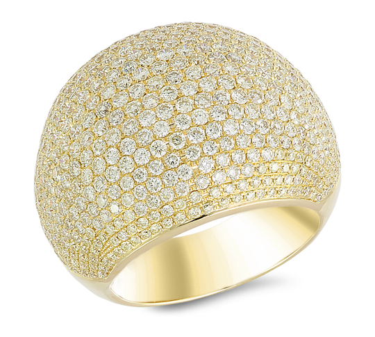 Anneau en or jaune 18K avec des diamants de 3,16 ct et 0,74 ct diamants jaunes