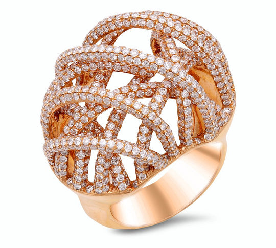 Anneau en or rose 18K avec diamants de 5,13 ct