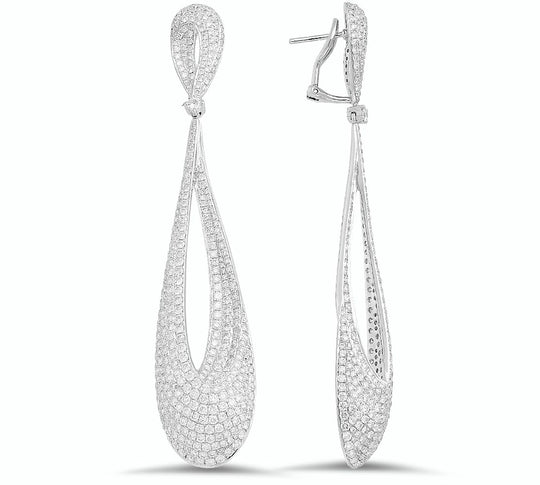 Boucles d'oreilles en or blanc 18K avec diamants de 8,99 ct