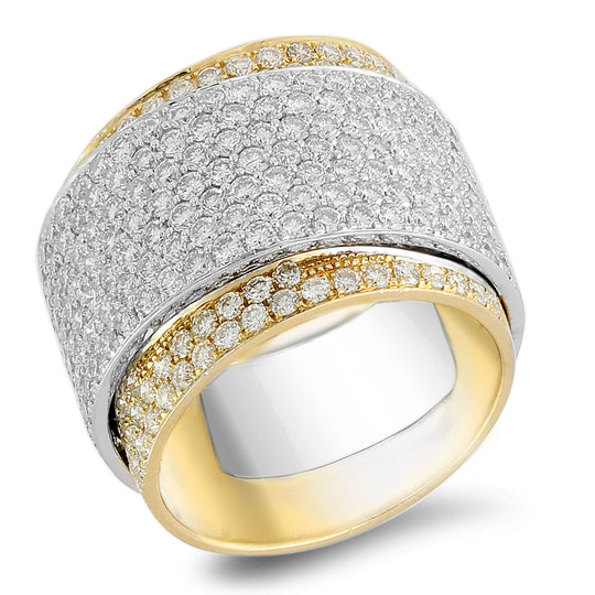 Anneau en or blanc et jaune 18 carats avec des diamants de 3,39 ct