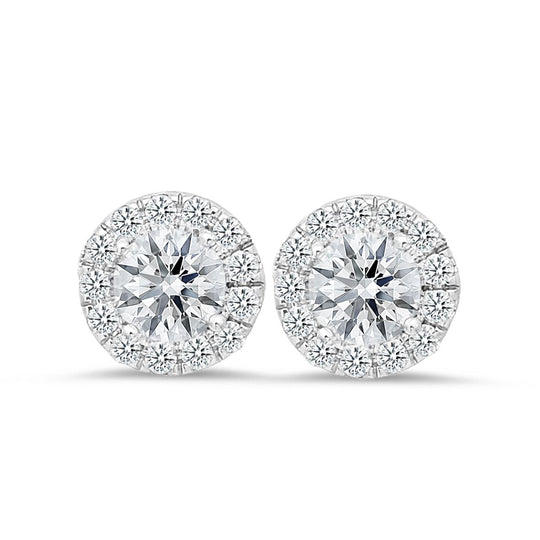 Boucles d'oreilles en or blanc 18 carats avec 0,42 ct et 1,00 ct diamants