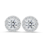 18K white gold stud earrings with 0.42 CT diamonds and 1.50 CT diamonds