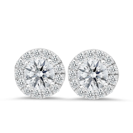 Boucles d'oreilles en or blanc 18 carats avec diamants de 0,42 ct et diamants de 1,50 ct