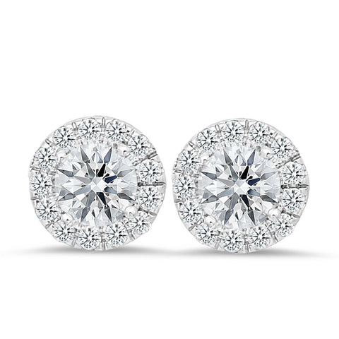 18K white gold stud earrings with 0.42 CT and 2.00 CT diamonds