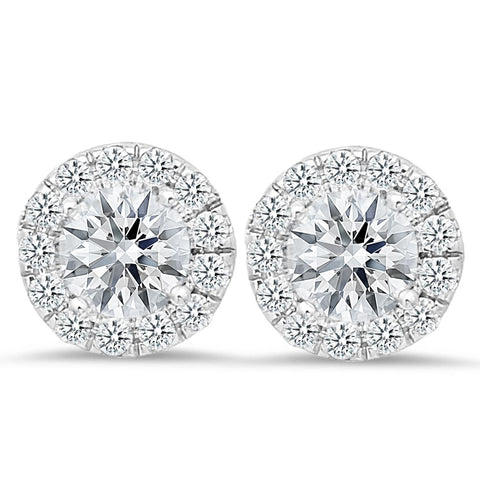 18K white gold stud earrings with 0.42 CT and 3.00 CT diamonds