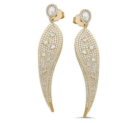 18K yellow gold earrings with 5.67 CT, 0.84 and 0.89 CT diamonds