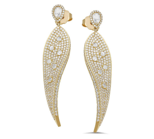 Boucles d'oreilles en or jaune 18 carats avec 5,67 ct, 0,84 et 0,89 ct diamants