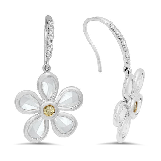 Boucles d'oreilles en or blanc 18 carats avec diamants de 0,12 cot