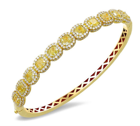 Bracelet en or jaune 18K avec diamants de 1,24 ct et diamants jaunes de 11 pc 4,61 ct
