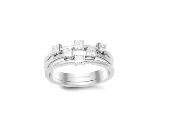 Bague de 3 pc en or blanc 18 carats avec diamants de 0,60 ct