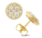18K yellow gold stud earrings with 72 pcs 1.08ct diamonds