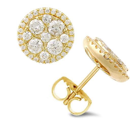 Boucles d'oreilles en or jaune 18 carats avec 72 PC 1,08 cm diamants